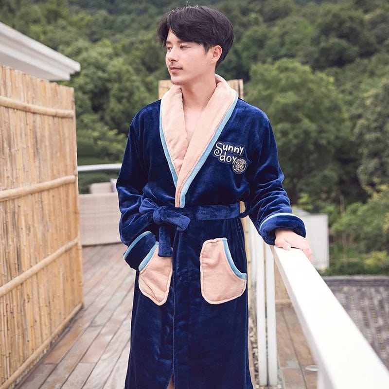 Peignoir Polaire Homme Bleu - Main Image