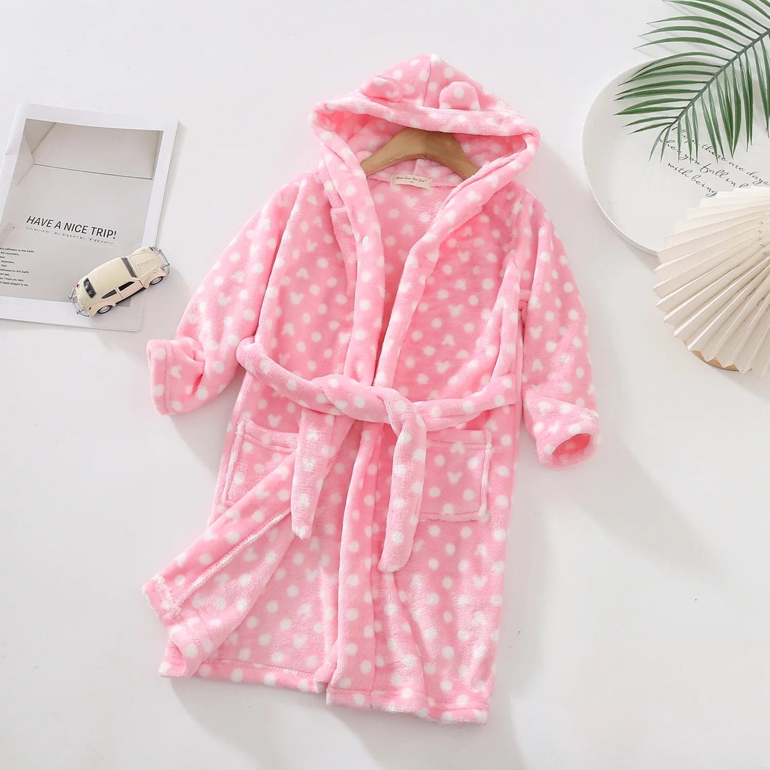Peignoir Enfant Polaire Cats&Deer Rose/Blanc / 9-10T(150cm)