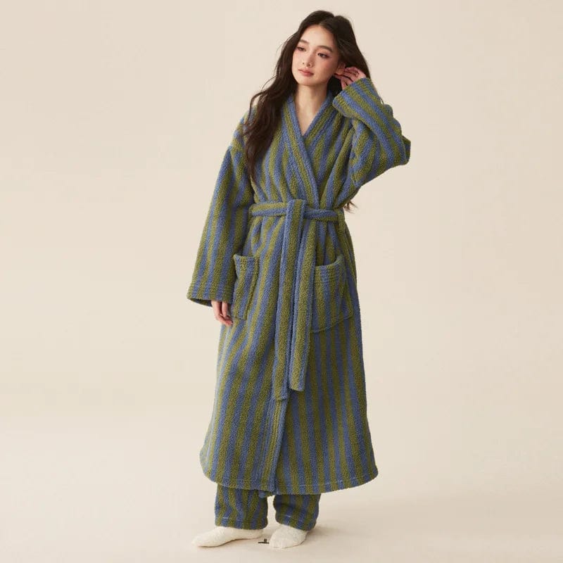Peignoir Femme Polaire Livia Vert/Bleu / M