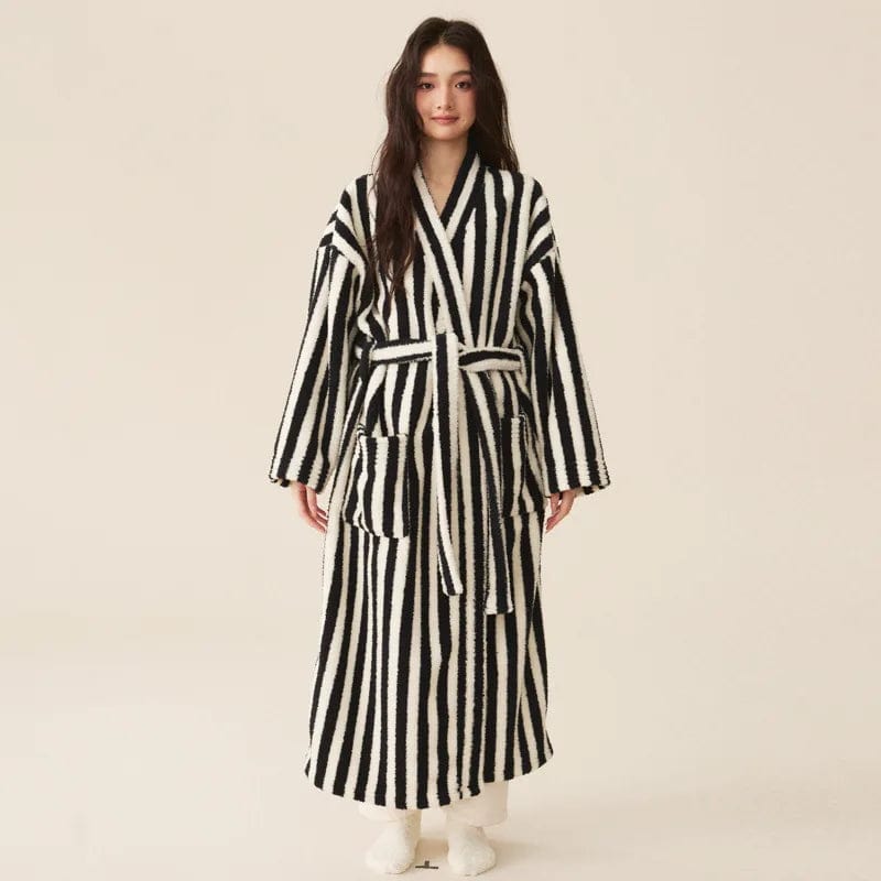 Peignoir Femme Polaire Livia Noir/Blanc / M