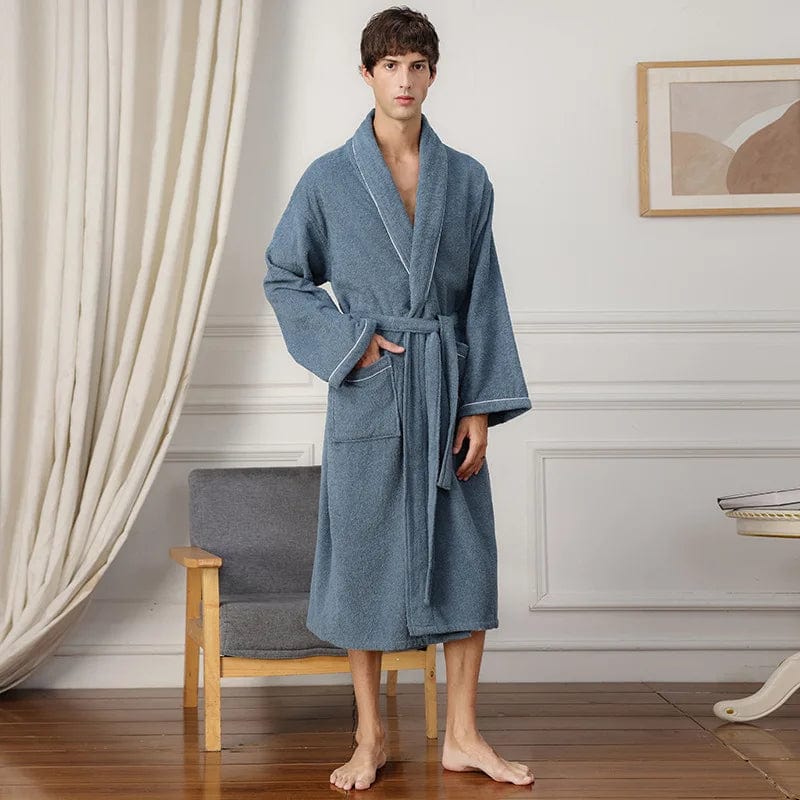 Peignoir homme éponge marine Bleu canard / S