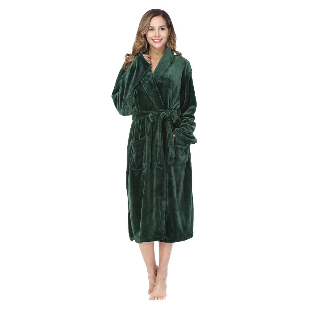 Peignoir polaire femme Andrea Vert foncé / S