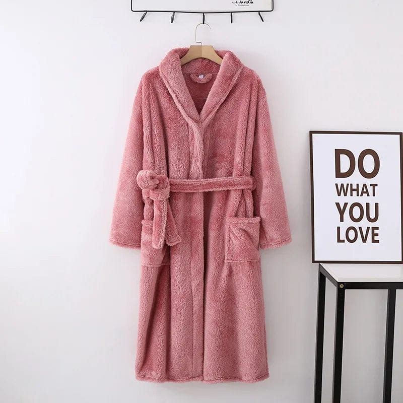 Peignoir Polaire Femme Fluffy Rouge/Rose / L