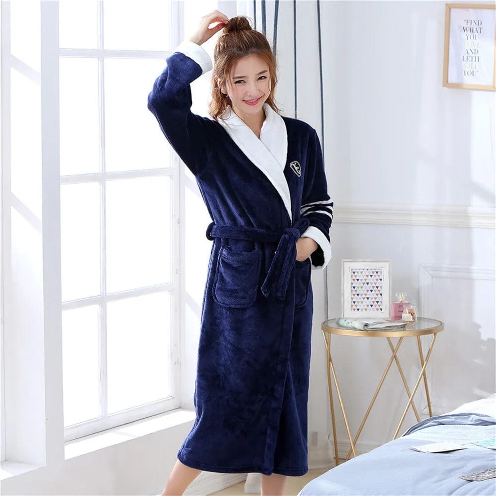 Peignoir Polaire Femme Navy