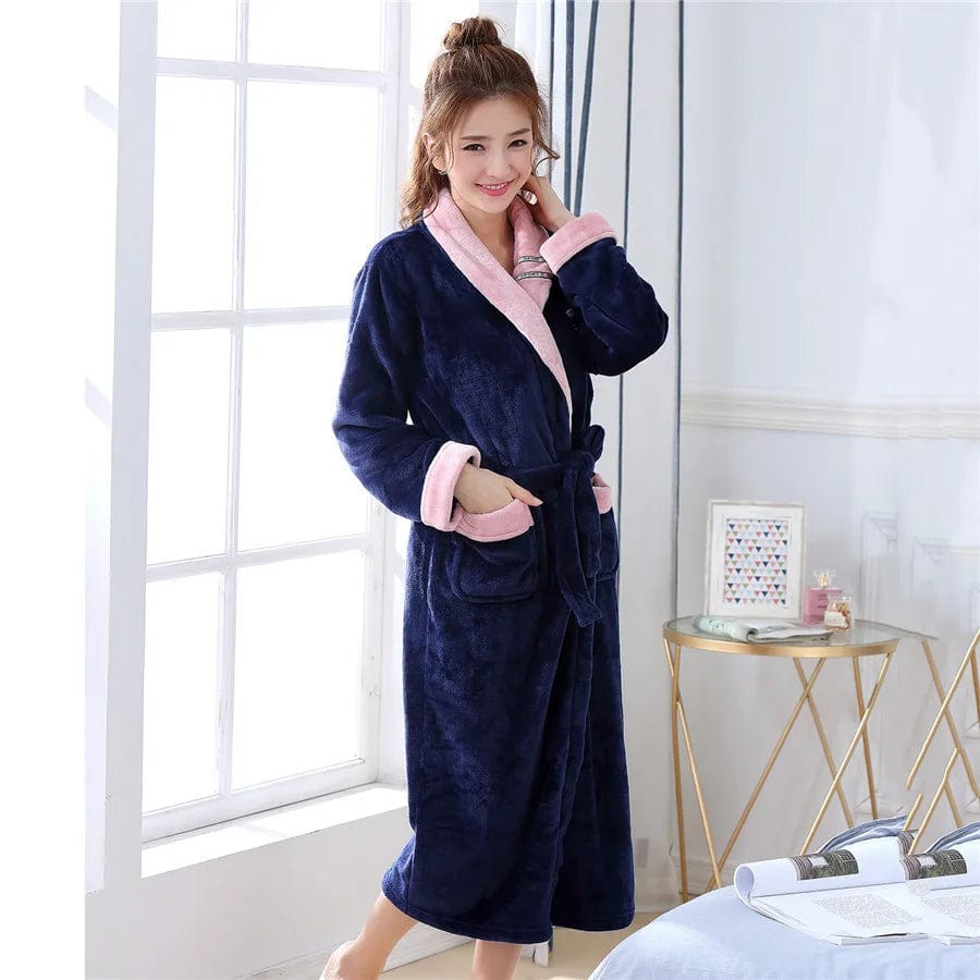 Peignoir Polaire Femme Navy